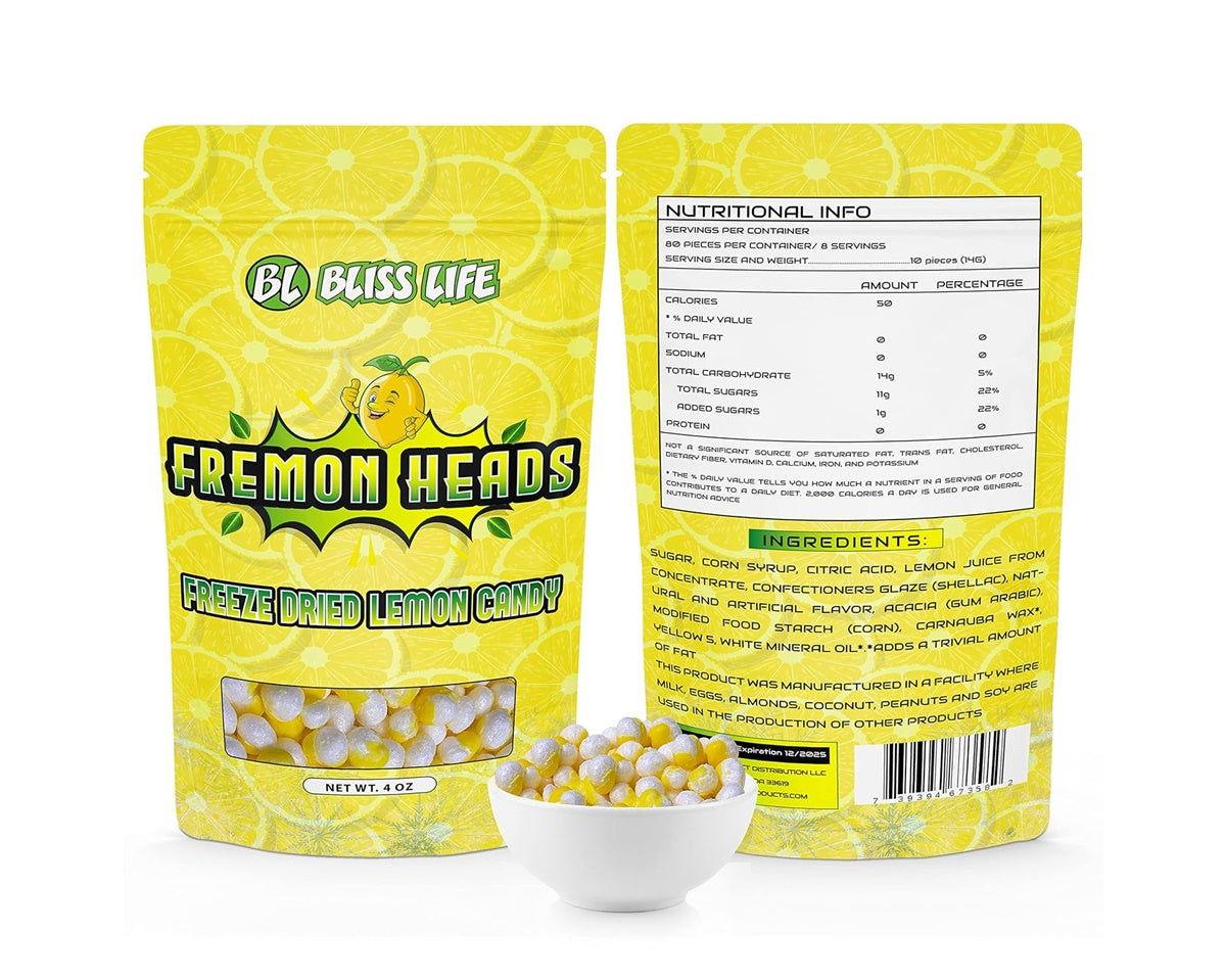 Bliss Life Fremon Heads Freeze Dried Lemon Candy 3 oz. Bags - CandyFavorites