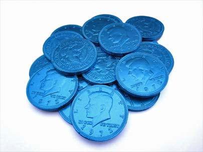 Blue Wrapped Chocolate Coins - CandyFavorites