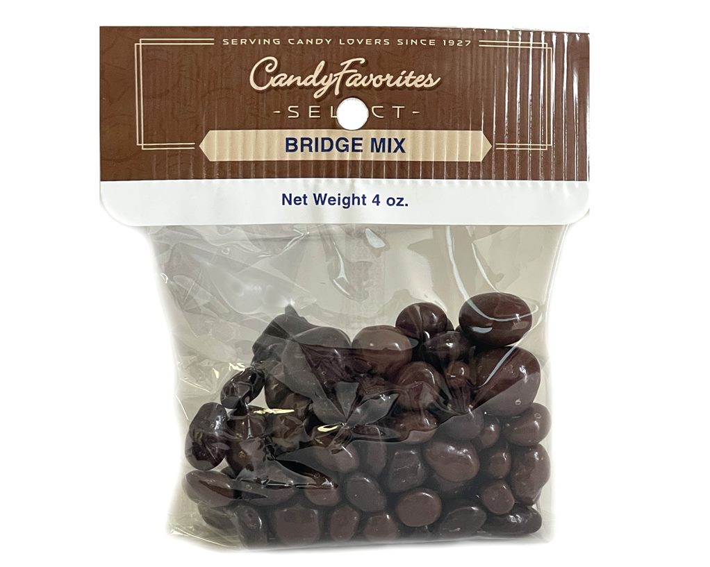 Chocolate Bridge Mix "Select Label" Peg Bags - CandyFavorites