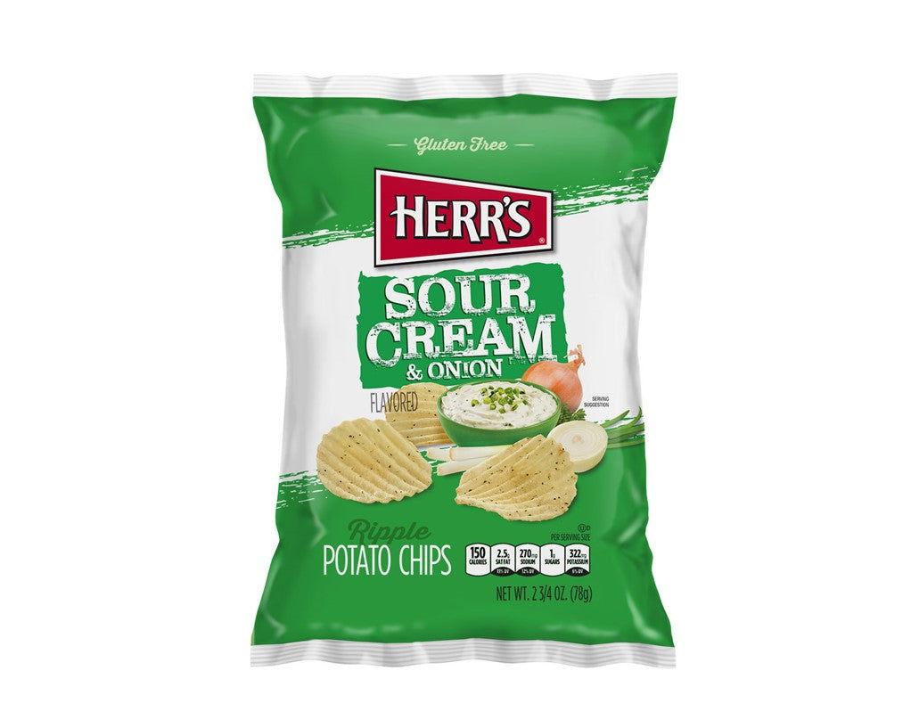 Herr’s Sour Cream & Onion Ripple Potato Chips Bags - CandyFavorites