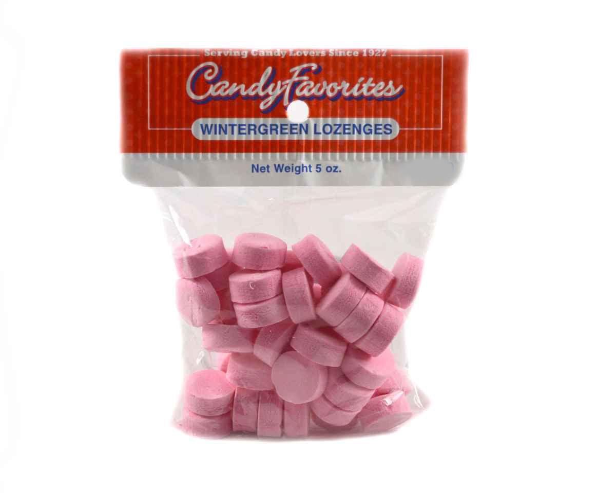 Pink Wintergreen Lozenges 5 Ounce Peg Bags - CandyFavorites
