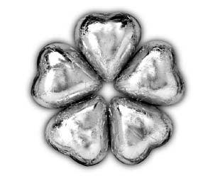 Silver Chocolate Hearts - CandyFavorites