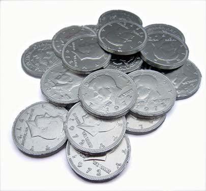 Silver Wrapped Chocolate Coins - CandyFavorites