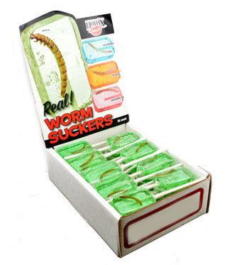 Sugarfree Apple Flavored Lollipop with a Worm - CandyFavorites