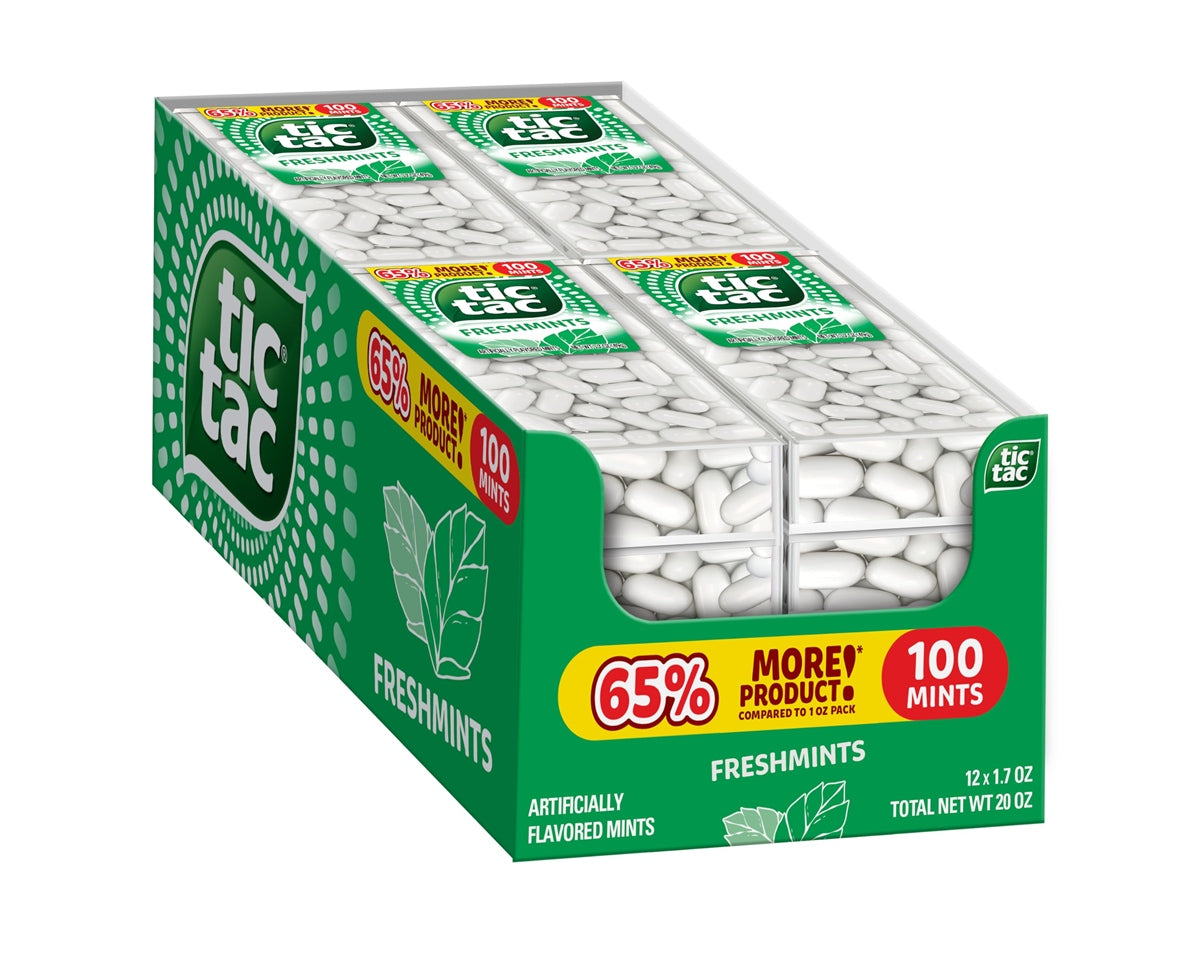 Box of Tic Tac Freshmints mints with green and white design
