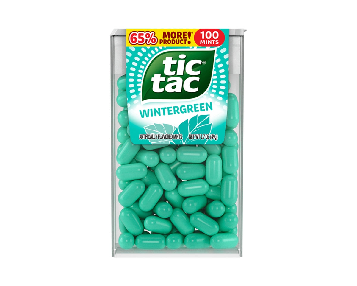 Tic Tac Wintergreen mints packaging on a white background