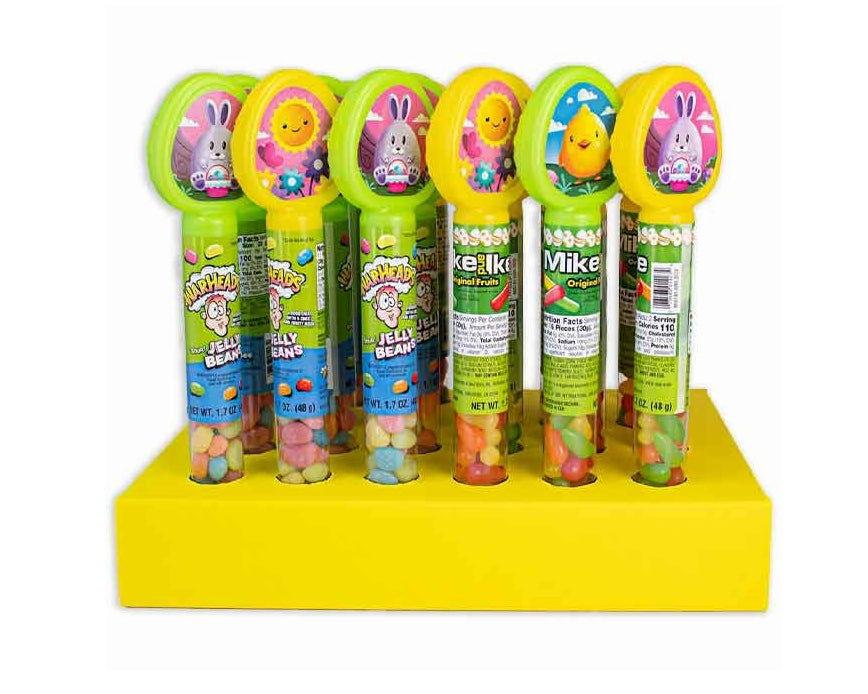 Bee Easter Tubes with Mike & Ike and Warhead Jelly Beans - CandyFavorites