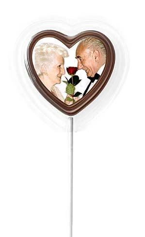 Edible Custom Chocolate Heart Shaped Lollipops - CandyFavorites