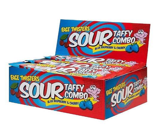 Face Twisters Blue Raspberry and Cherry 1.4 oz. Sour Taffy Combo - 24 ...