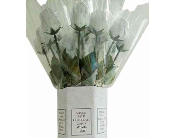 Foil Wrapped Silver Milk Chocolate Roses - CandyFavorites