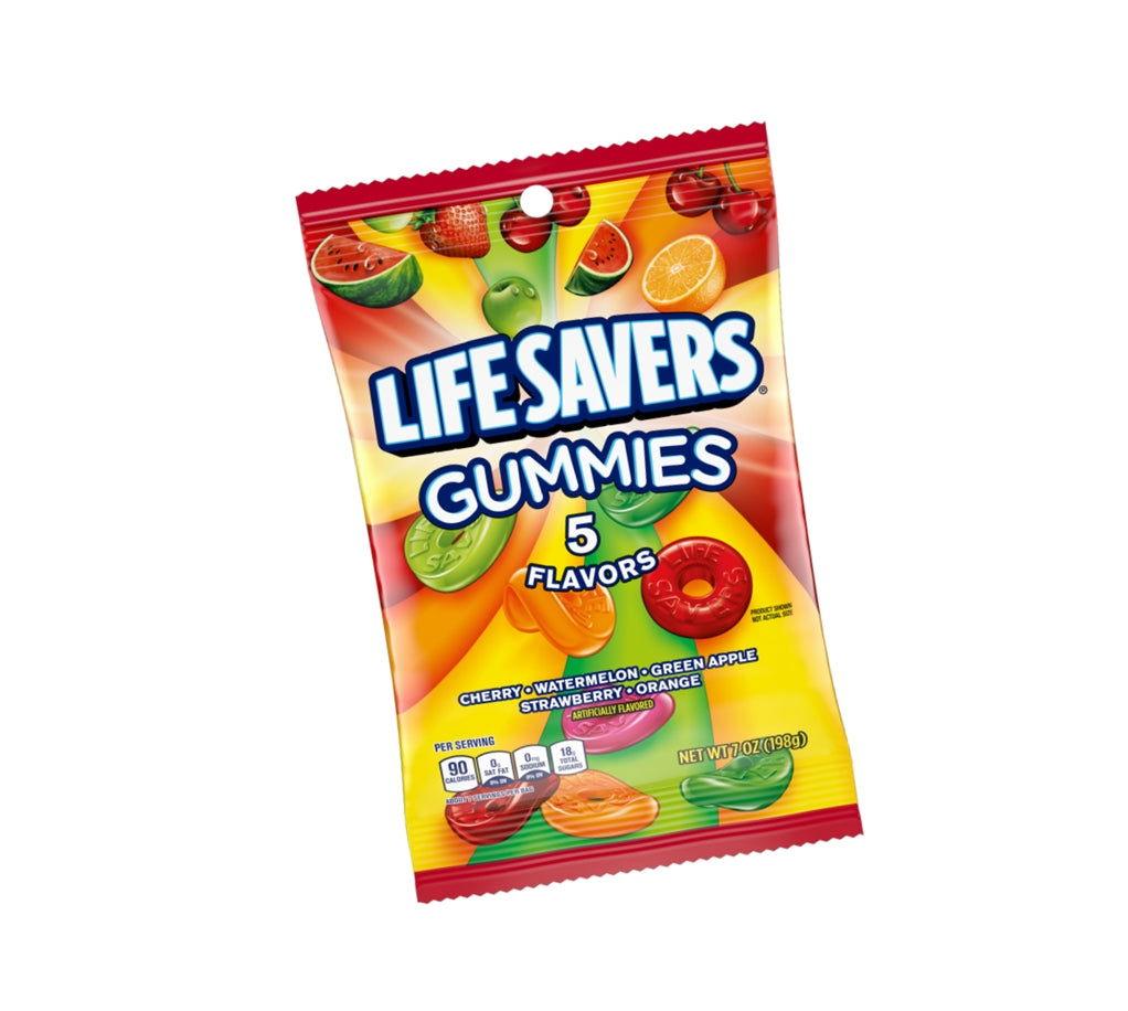 Gummi Five Flavors Life Savers 7 oz Bags 12 / Box Candy Favorites