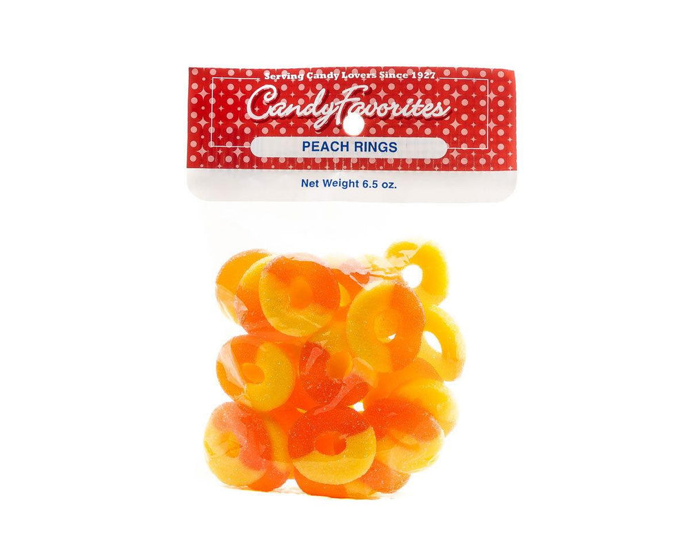Gummi Peach Rings 6.5 Ounce Peg Bags - CandyFavorites