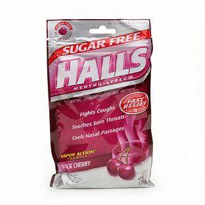 Halls Black Cherry Cough Drops Sugarfree - CandyFavorites