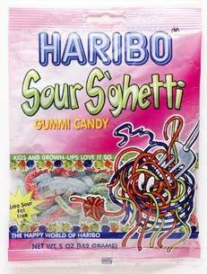Haribo Gummi Sour Spaghetti 5 Ounce Bags - CandyFavorites