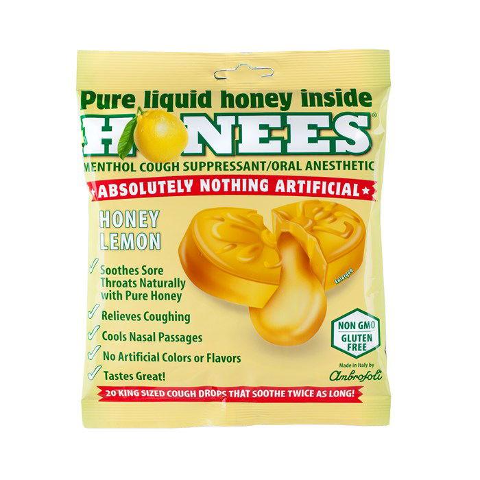 Honees Honey Lemon Menthols Eucalyptus Drops Bag - CandyFavorites