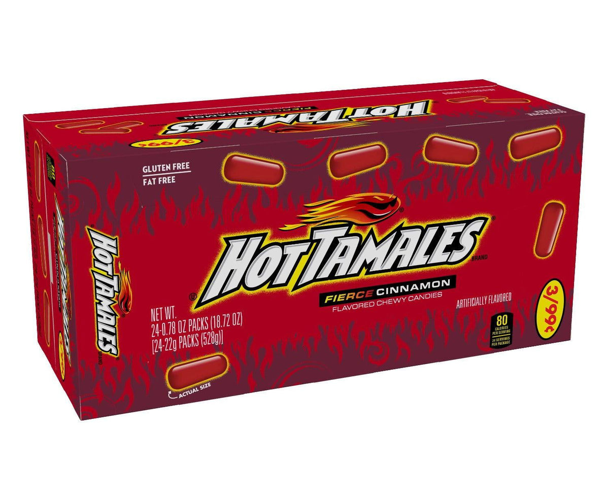 Hot Tamales Fierce Cinnamon Flavored Chewy Candies .78 oz. box