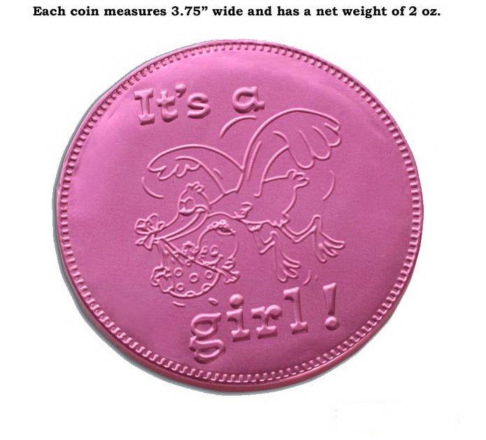 It's A Girl Oversized Chocolate Coins - CandyFavorites