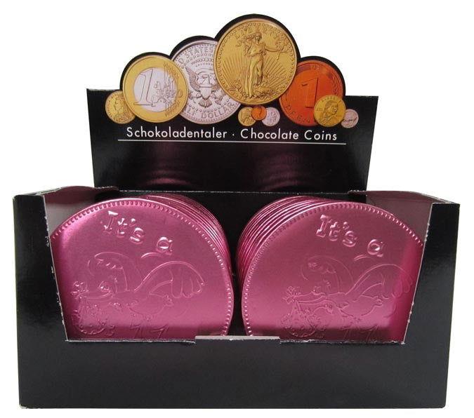 It's A Girl Oversized Chocolate Coins - CandyFavorites