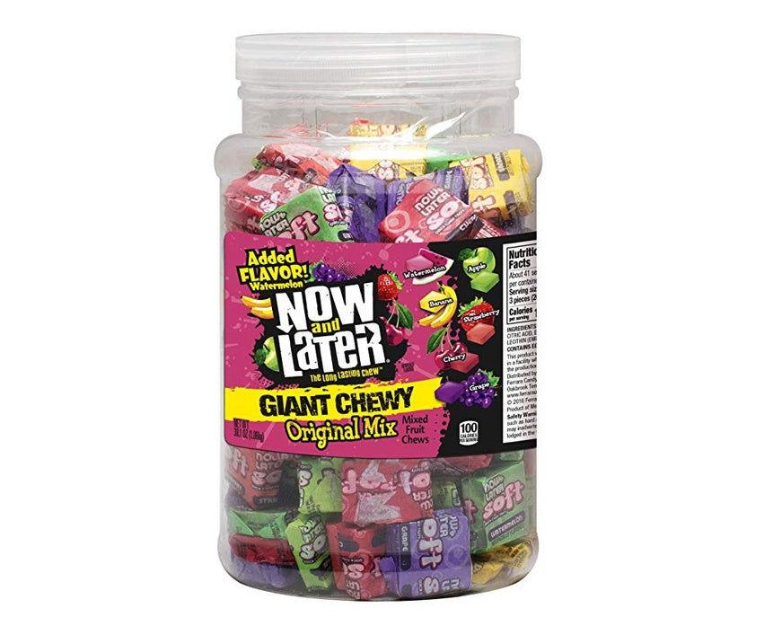 Now and Later “Giant Chewy” Original Mixed Fruit Chews 38.1 oz. Jar - CandyFavorites