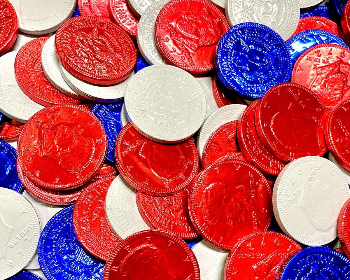 Money Candy Patriotic Milk Chocolate Silver Dollars | Color Parade Milk Chocolate ...