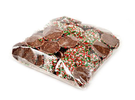 Semi Sweet Chocolate Christmas Nonpareils Bags - CandyFavorites