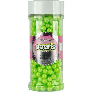 Shimmer Lime Green Candy Pearls 5 oz. Jar - CandyFavorites
