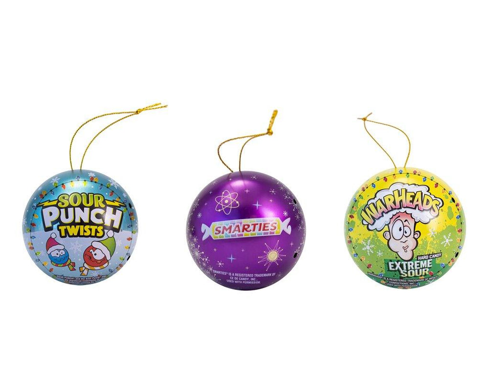Smarties, WarHeads, Sour Punch Holiday Ornament Tins - CandyFavorites
