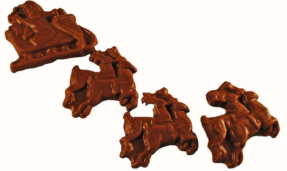 Solid Chocolate Santa Sleigh and Reindeer - CandyFavorites
