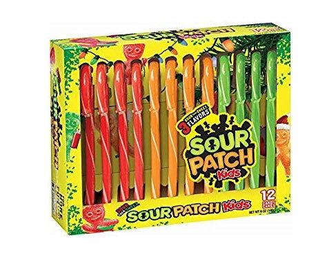 Sour Patch Kids Candy Cane 5.3 oz. 12 Count Tray - CandyFavorites