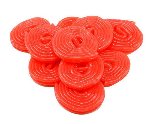 Strawberry Licorice Wheels 5 oz. Peg Bags - CandyFavorites