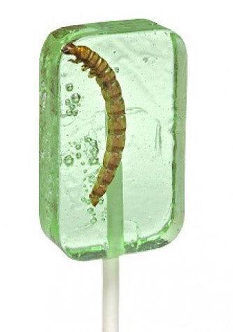 Sugarfree Apple Flavored Lollipop with a Worm - CandyFavorites