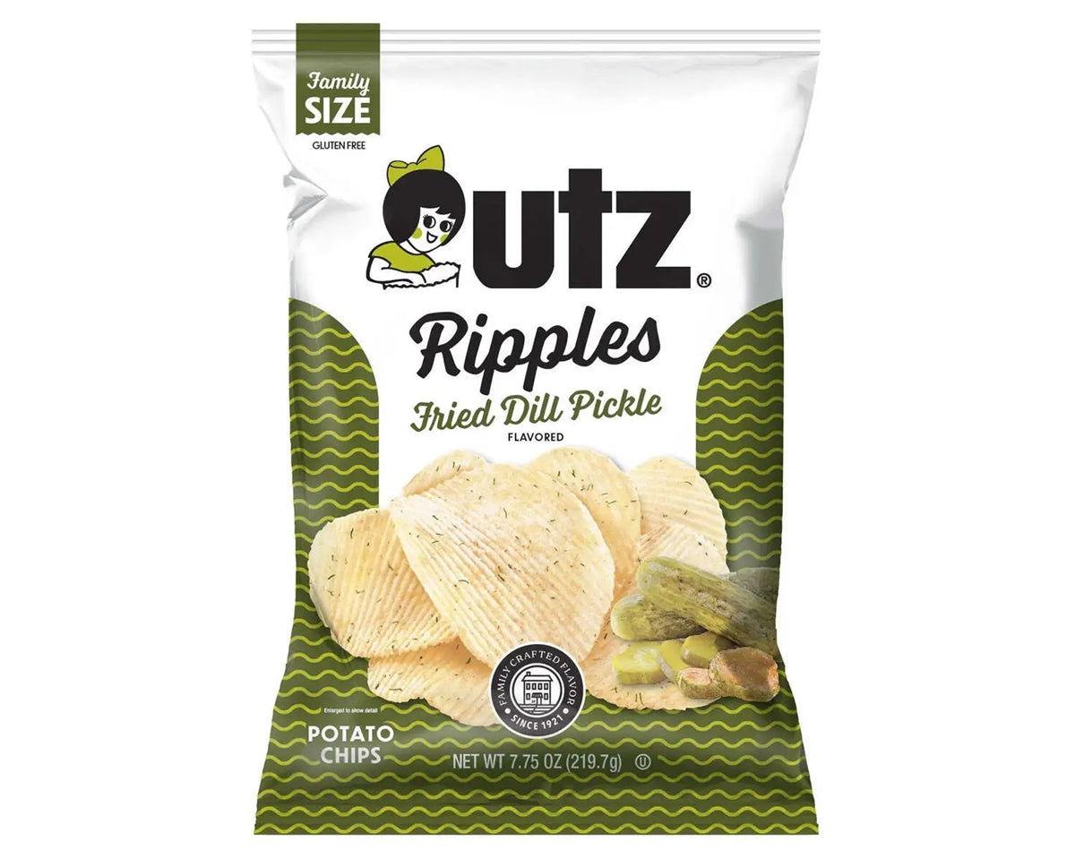 Utz Ripples Fried Dill Pickle Potato Chips 7.75 oz. Bags - CandyFavorites