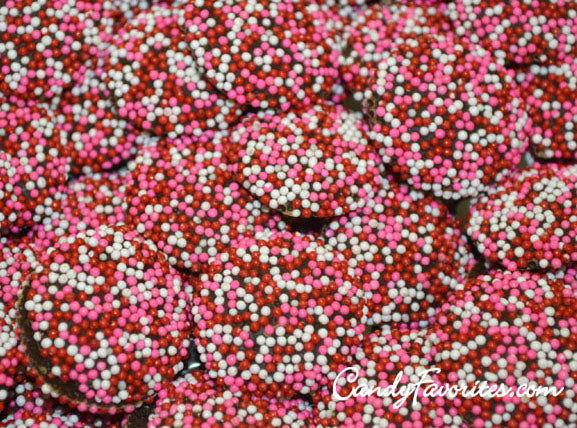 Valentine Dark Chocolate Nonpareils 9 Ounce Flat Bags - 8 / Box – Candy Favorite