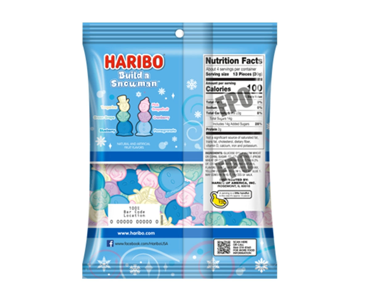 Haribo Build a snowman gummi candy peg bag