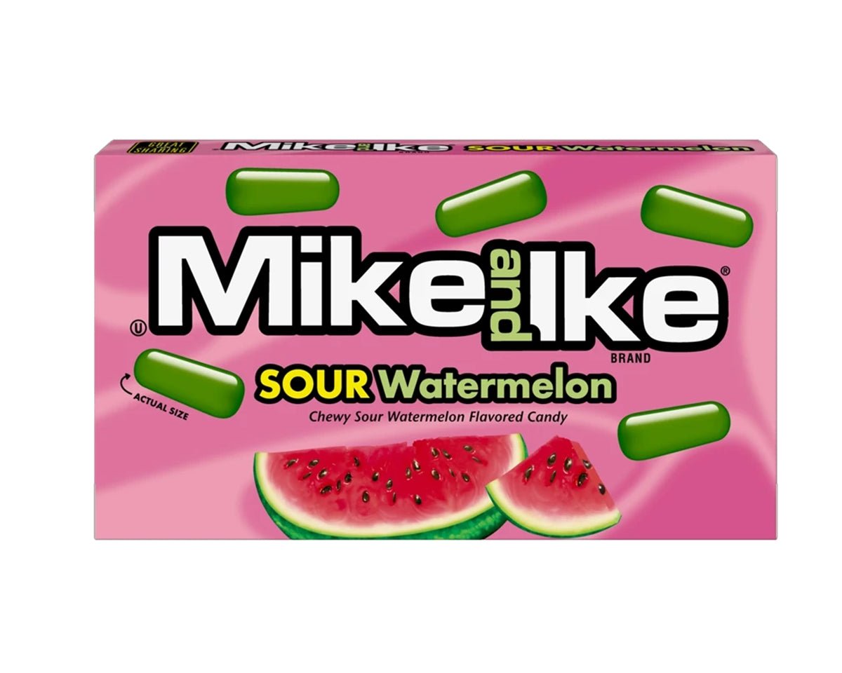 Box of Mike and Ike Sour Watermelon candy on a white background