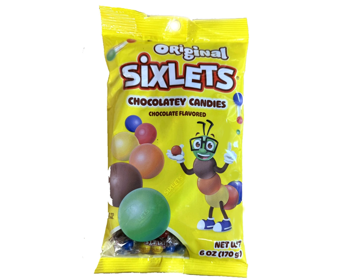 Original Sixlets Chocolatey Candies 6 oz. Peg Bags - 6 / Box