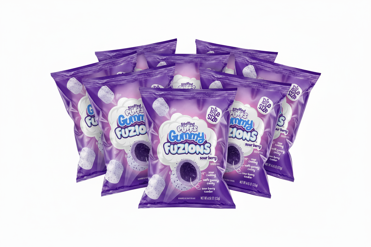 Stuffed Puffs Gummy Fuzions Sour Mixed Berry Bags