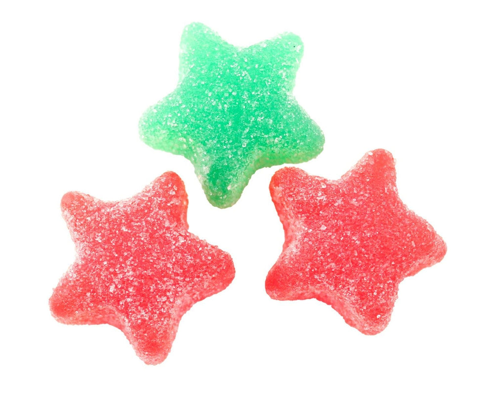 Red & Green Sanded Sour Jelly Holiday Stars Bulk