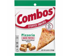 Combos Baked Pizzeria Pretzels Stuffed Snacks 6.3 oz. Bags - 12 / Case