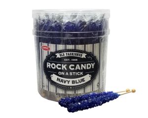 Dark Blue Rock Candy Swizzle Sticks Jar | Individually Wrapped - 36 ct.