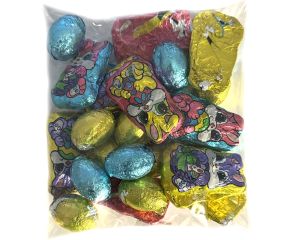Hand Packed Easter Foil Chocolates Flat Bags - 6 / Box