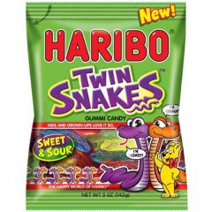 Haribo Twin Snakes Gummi Candy 5 oz. Bags - 12 / Case