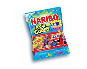 Haribo Z!NG Sour Cubes Gummi Candy Bags - 12 / Box 