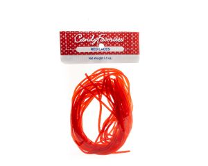 Red Strawberry Licorice Laces 3 Ounce Peg Bags - 6 / Box